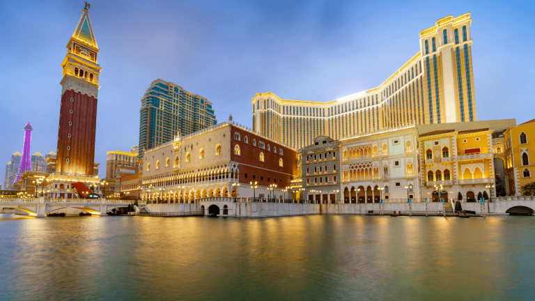 Night view of Macau, a luxury hotel and casino resort